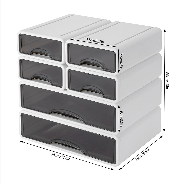 Stylish 6-Drawer Desktop Organizer - Modern Rectangular Storage Solution