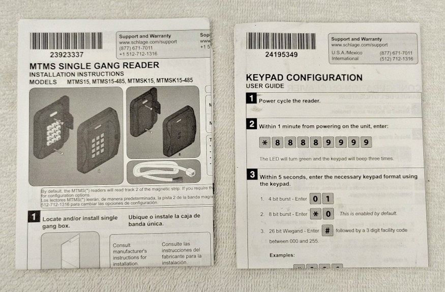 Schlage MTMSK15 Multi-Technology Reader with Magnetic Stripe and Keypad USED