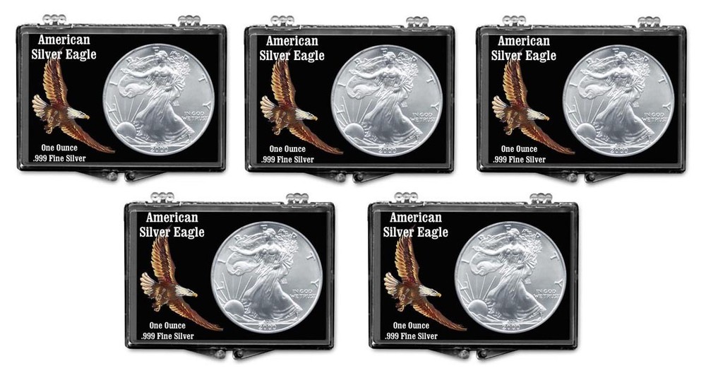 5 Edgar Marcus Snaplock For 1 American Silver Eagle Colored Coin Holders Display