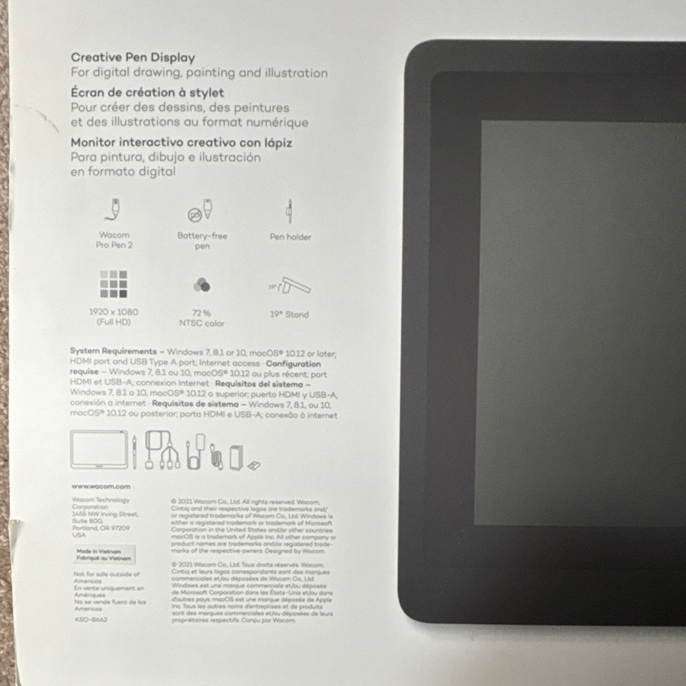 Wacom Cintiq 16 Creative Pen Display Graphics Tablet (UNUSED)