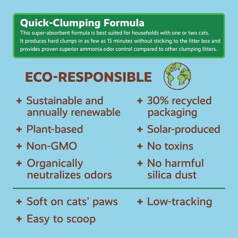 Eco-Friendly Cat Litter Quick-Clumping Walnut Shells Unscented 26 lb Low Dust US