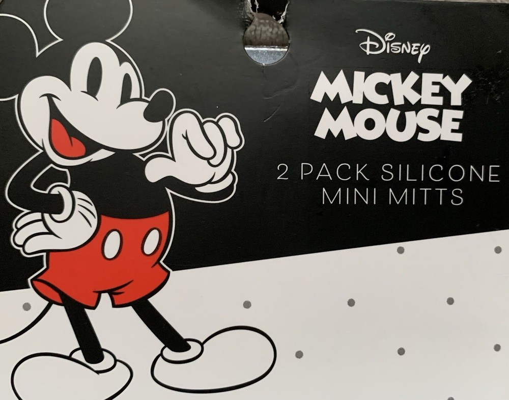 NEW Disney Mickey Mouse Multi Image Faces Black & Gray 2pc Oven Mini-Mitt Pair