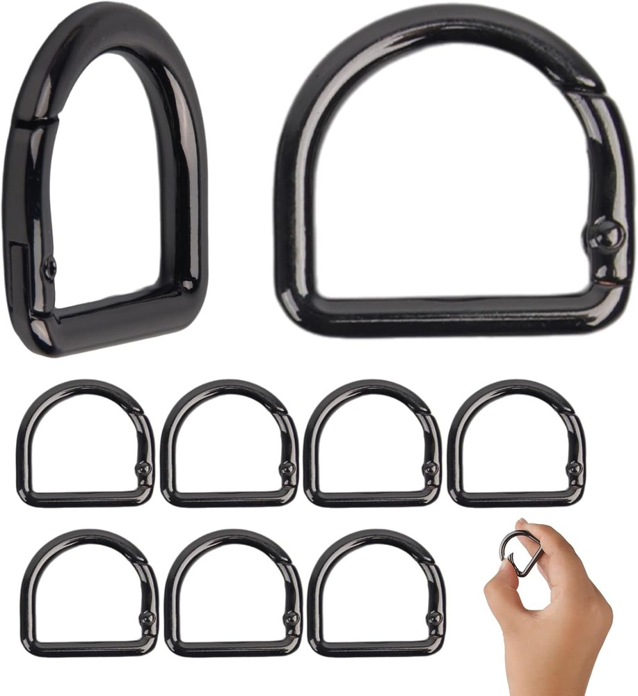 Small Carabiner Clips 10Pcs Spring D Rings Snap Hook black