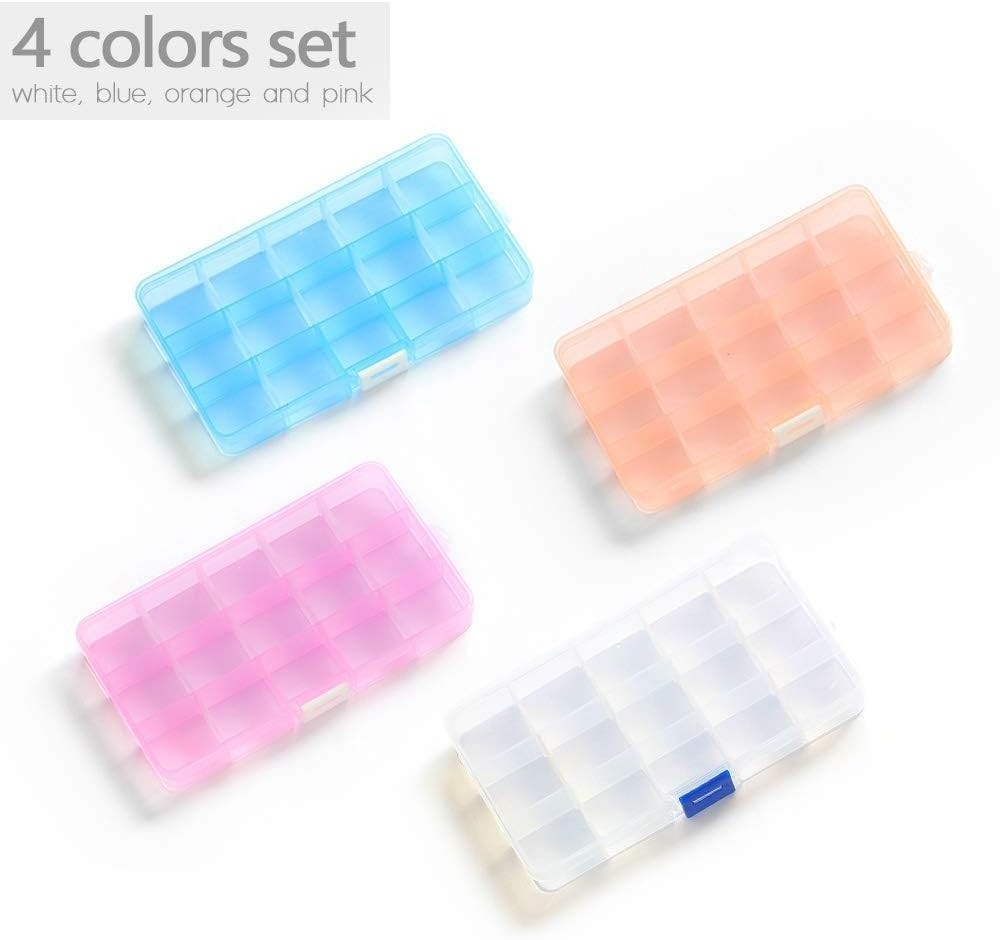 15-Compartment Small Plastic Storage Boxes for Crafts & Jewelry - Multicolor Set