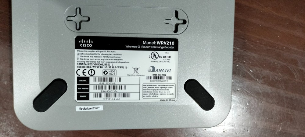 Cisco WRV210 Wireless-G VPN Router With RangeBooster Complete Priority