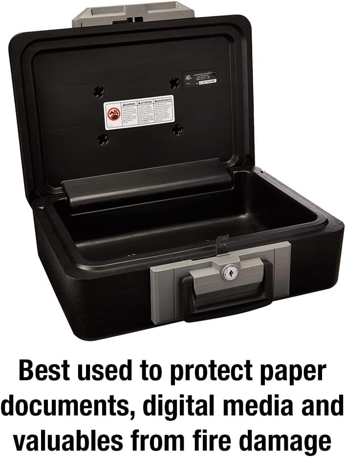 Fireproof Safe Box with Key Lock - Secure 0.25 Cu Ft Storage for Valuables