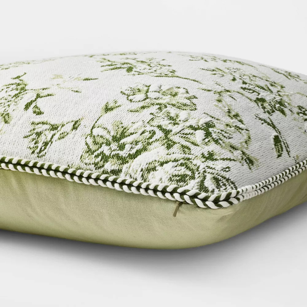 Oversized Square Floral Jacquard Pillow Green - Threshold designed with
