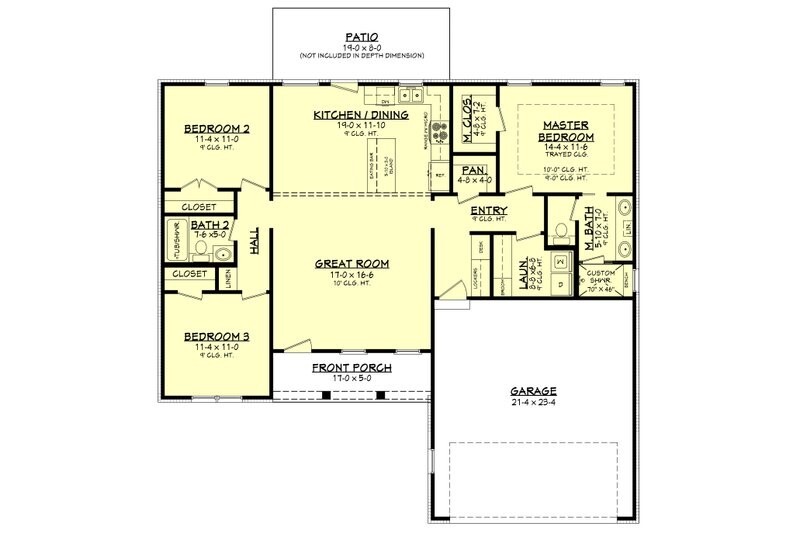 Modern House Open Plan Design 3 Bed 2 Bath - Drawings Blueprint