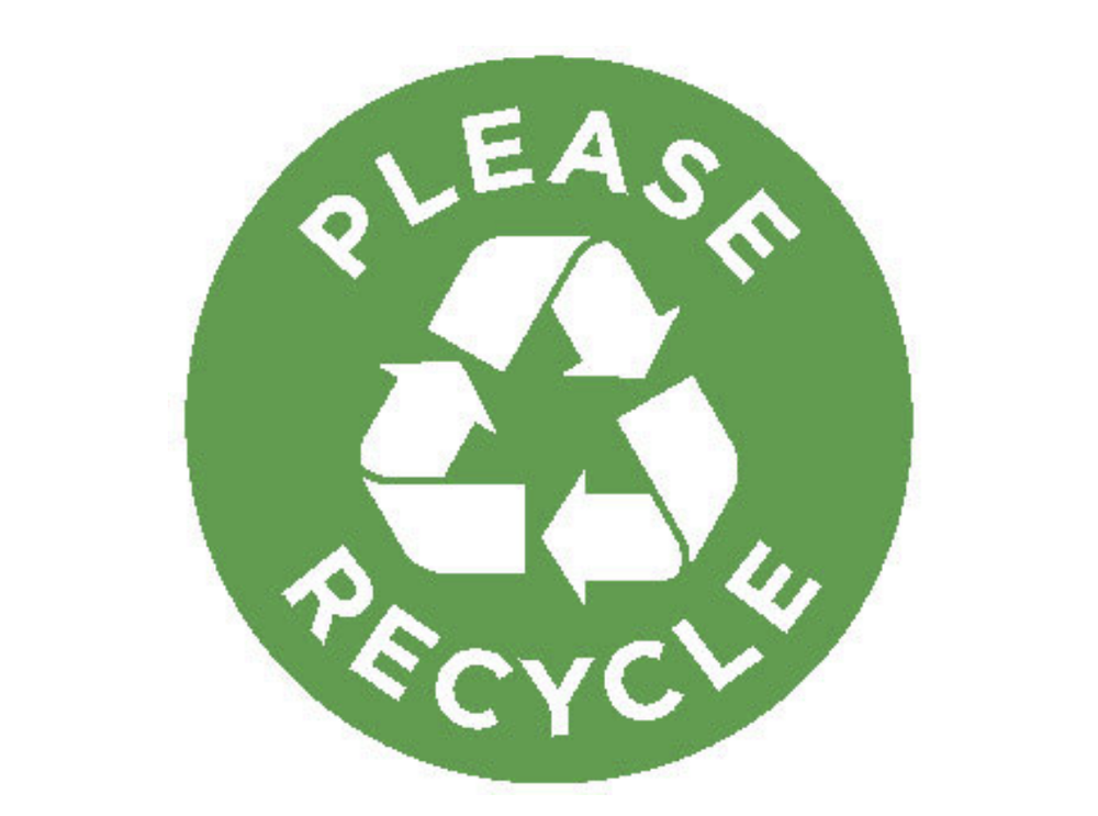 Please Recycle Labels 1000 each per roll size 1" Round Oval STICKERS