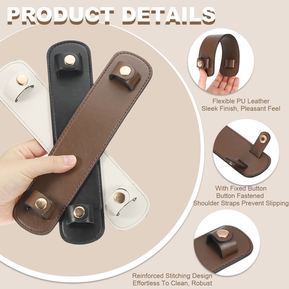 9" x 2" Leather Shoulder Strap Pad, PU Leather Backpack Strap Pads Light Brown