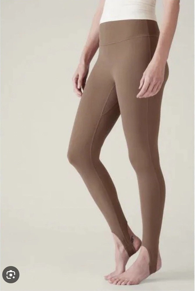 Athleta Transcend High Rise Stirrup Legging-Rustic Beige-Size L-NWT