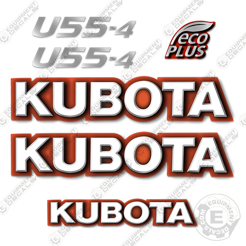 Fits Kubota U55-4 Decal Kit Mini Excavator Replacement Decals U55 4