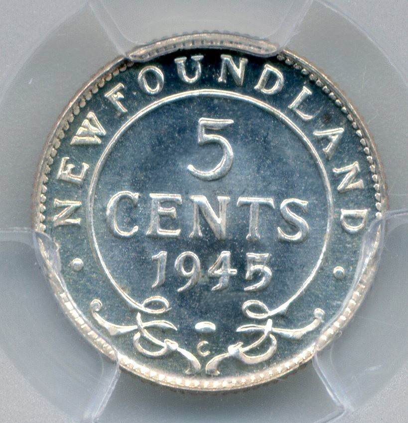 1945-C Newfoundland 5 Cents - GEM Uncirculated, PCGS MS66