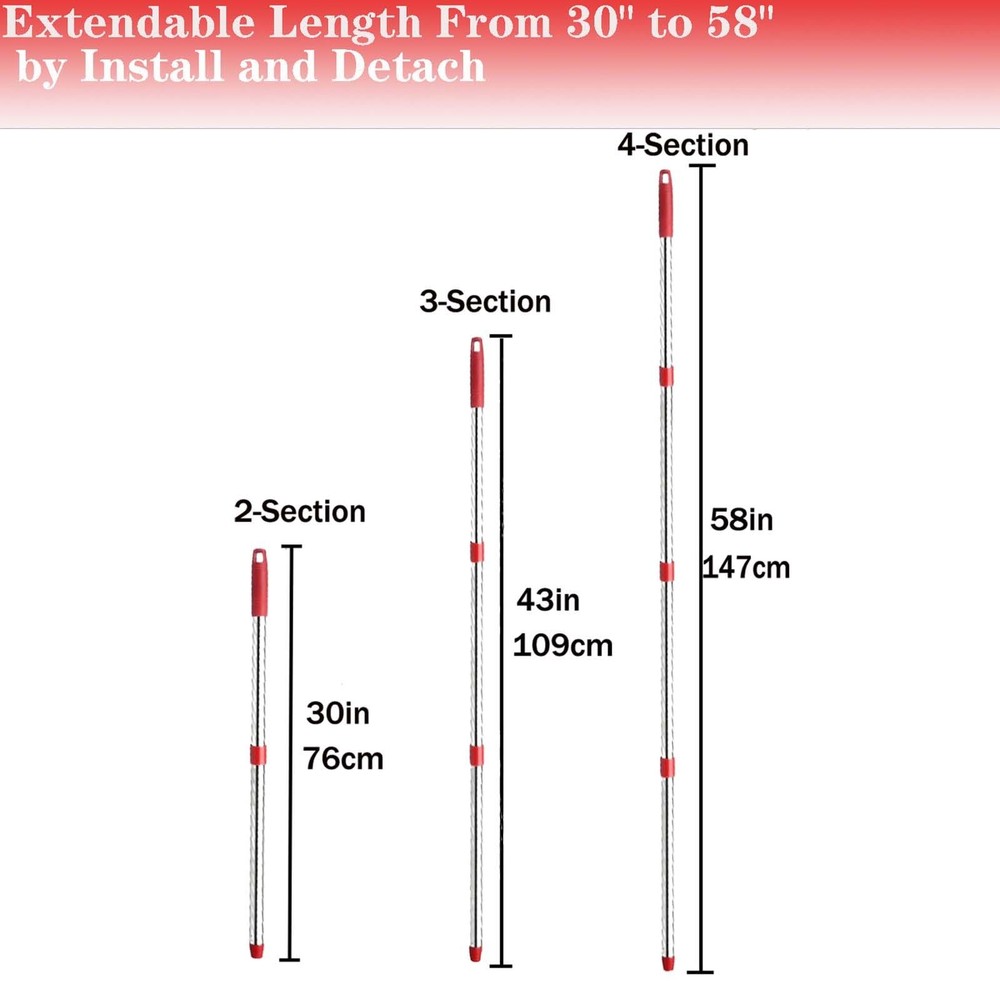 Spin Mop Replacement Handle 30" - 58" Adjustable Ocedar Compatible Screw Joint