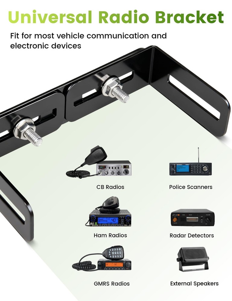 CB Radio Mount Bracket with Knobs Universal Mount for CB Radios Adajustable 6...