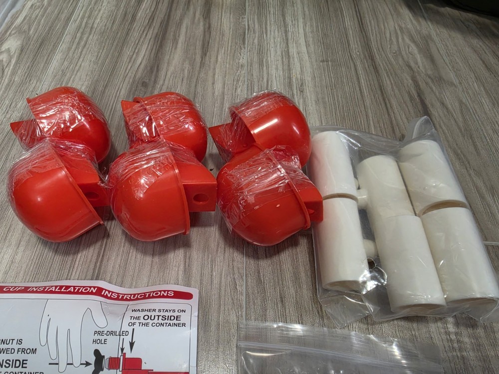 6 Pack Automatic Water Drinker Cup & PVC Fitting Chicken Hen Poultry Coop System