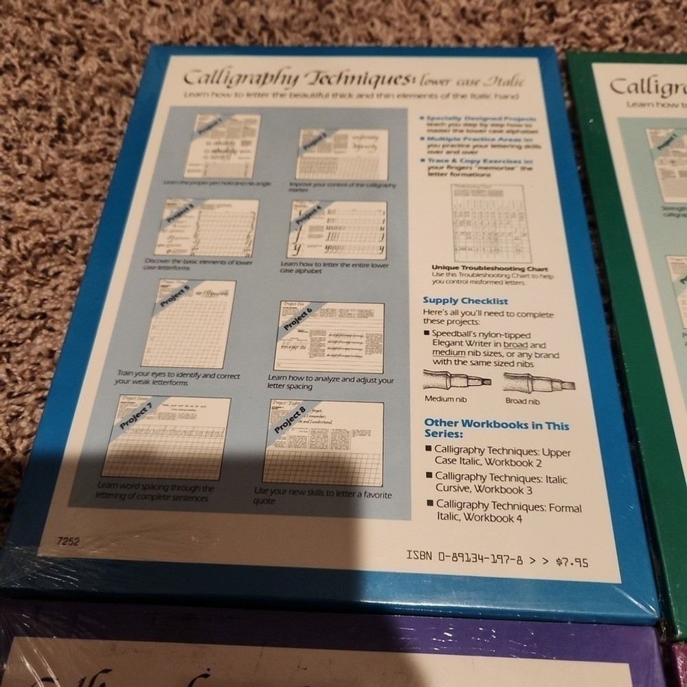 Vintage Calligraphy Techniques Workbooks Set of 4