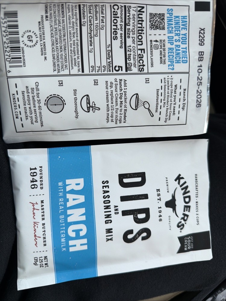 Kinder's Ranch Dips & Seasoning Mix 3 Packets