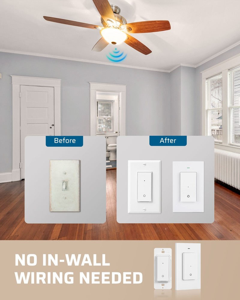 DEWENEILS 3 Way Wireless Light Switch,125V Wireless Light Switch and Receiver