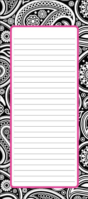 Brownlow  Magnetic Listpad ~ Black & White Ava with 50 Sheets