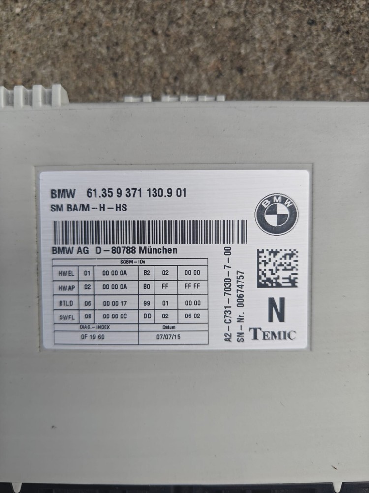 2015-2016-2017-2018-2019 BMW - SEAT Control Module Part 9371130