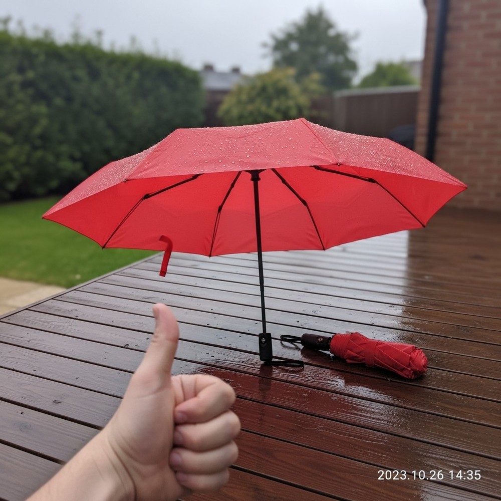 Windproof Travel Umbrella Compact 42-Inch Canopy 9-Rib Automatic Open/Close T...