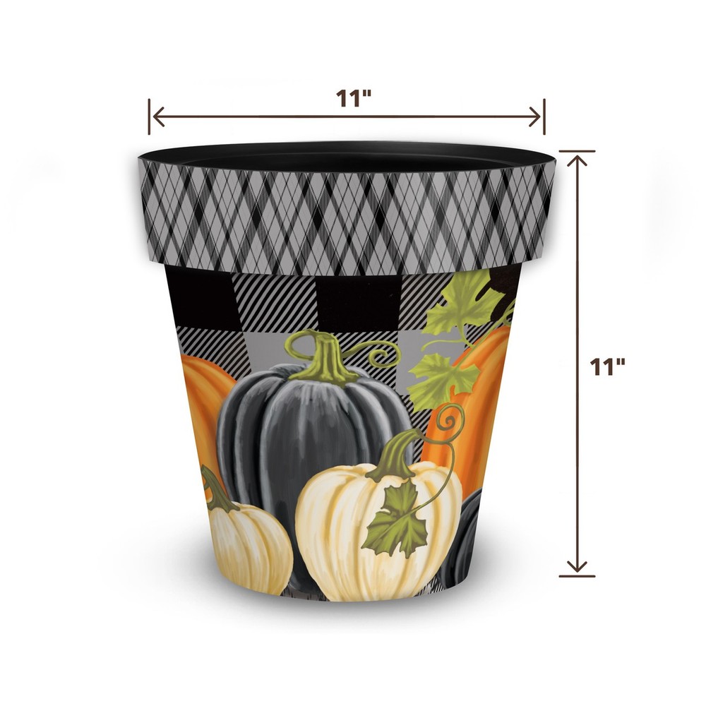 Briarwood Lane Checkered Pumpkins Medium Planter