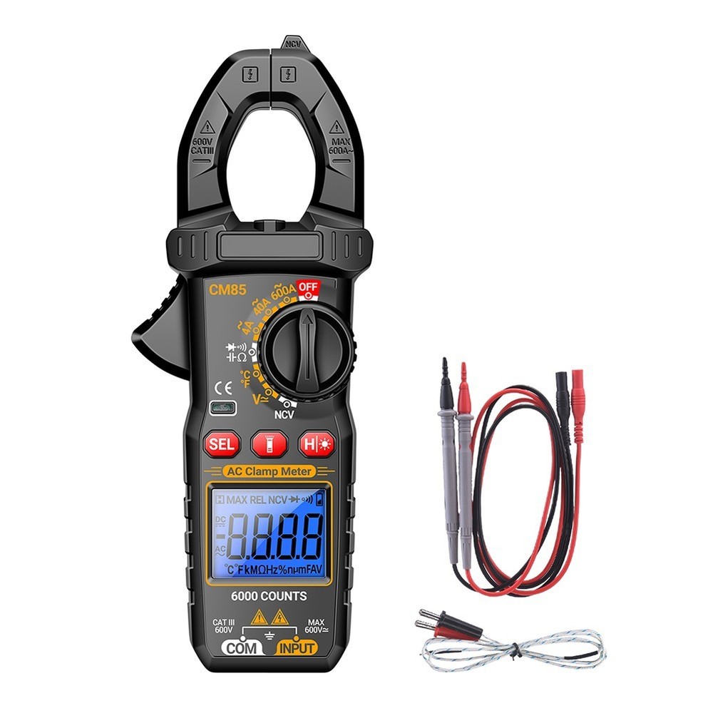 CM85 Clamp Meter with Backlight Flashlight NCV Diode Buzzer 6000 Count