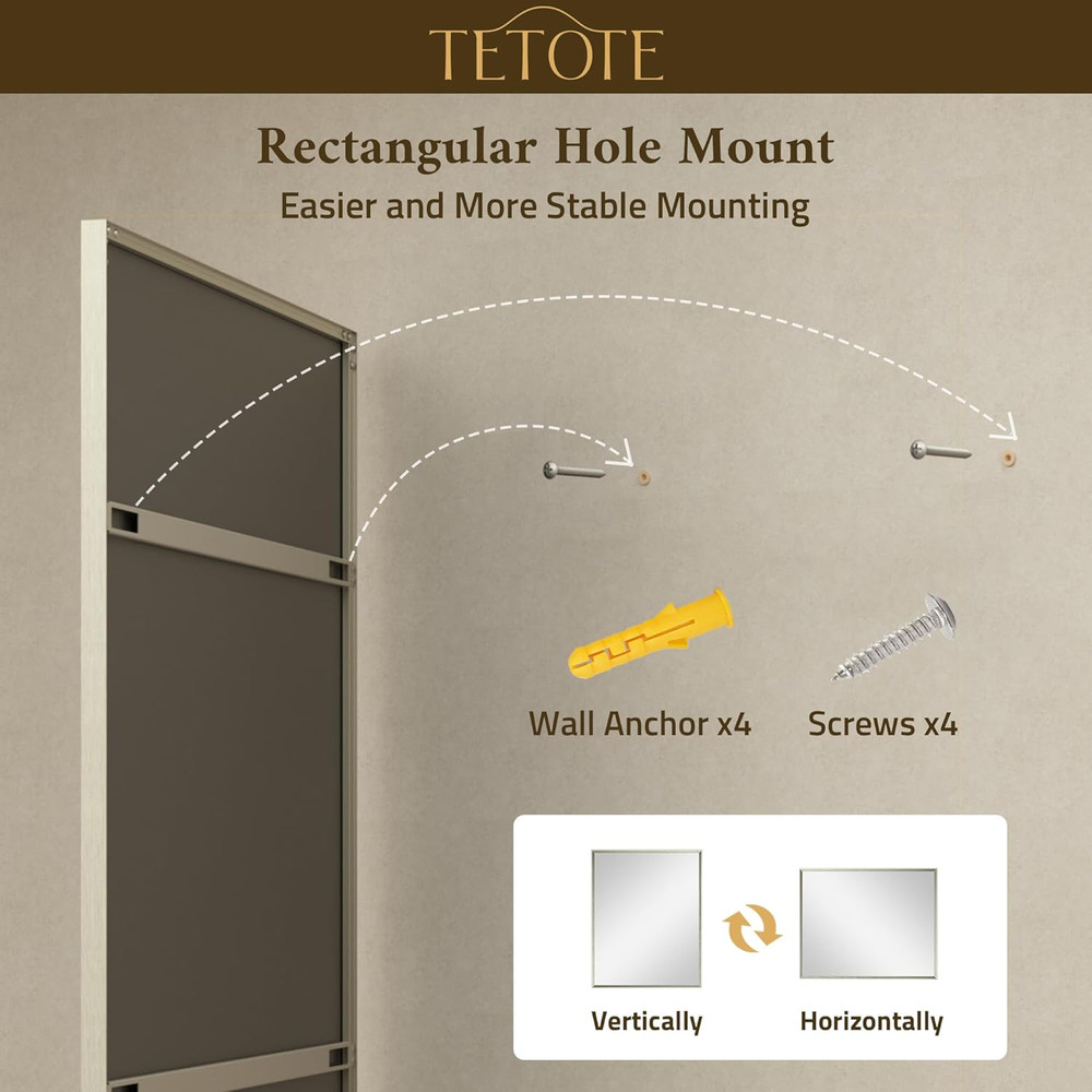 Brushed Nickel Bathroom Mirror 20" X 30" Rectangle Beveled Frame Bathroom Vanity