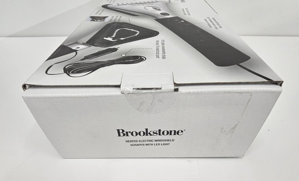 Heated Electric Windshield Scraper with LED Light, Snow Ice Melter By Brookstone