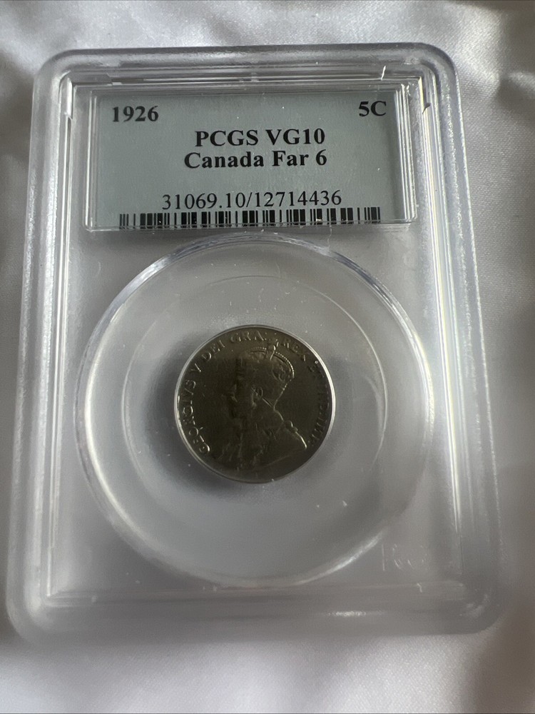 1926 Far 6 Canadian Nickel PCGS VG 10