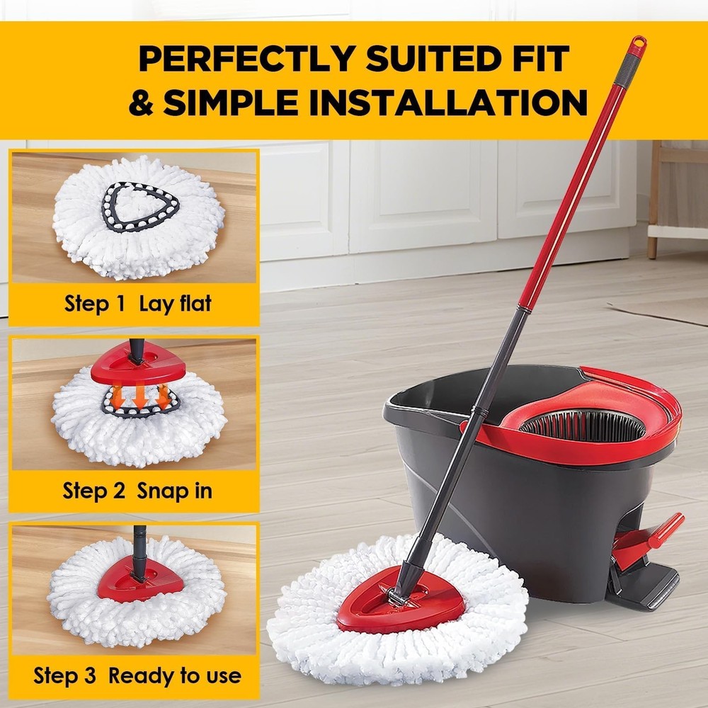 6 Pack Mop Head Replacement For Ocedar Spin Refills Microfiber Washable
