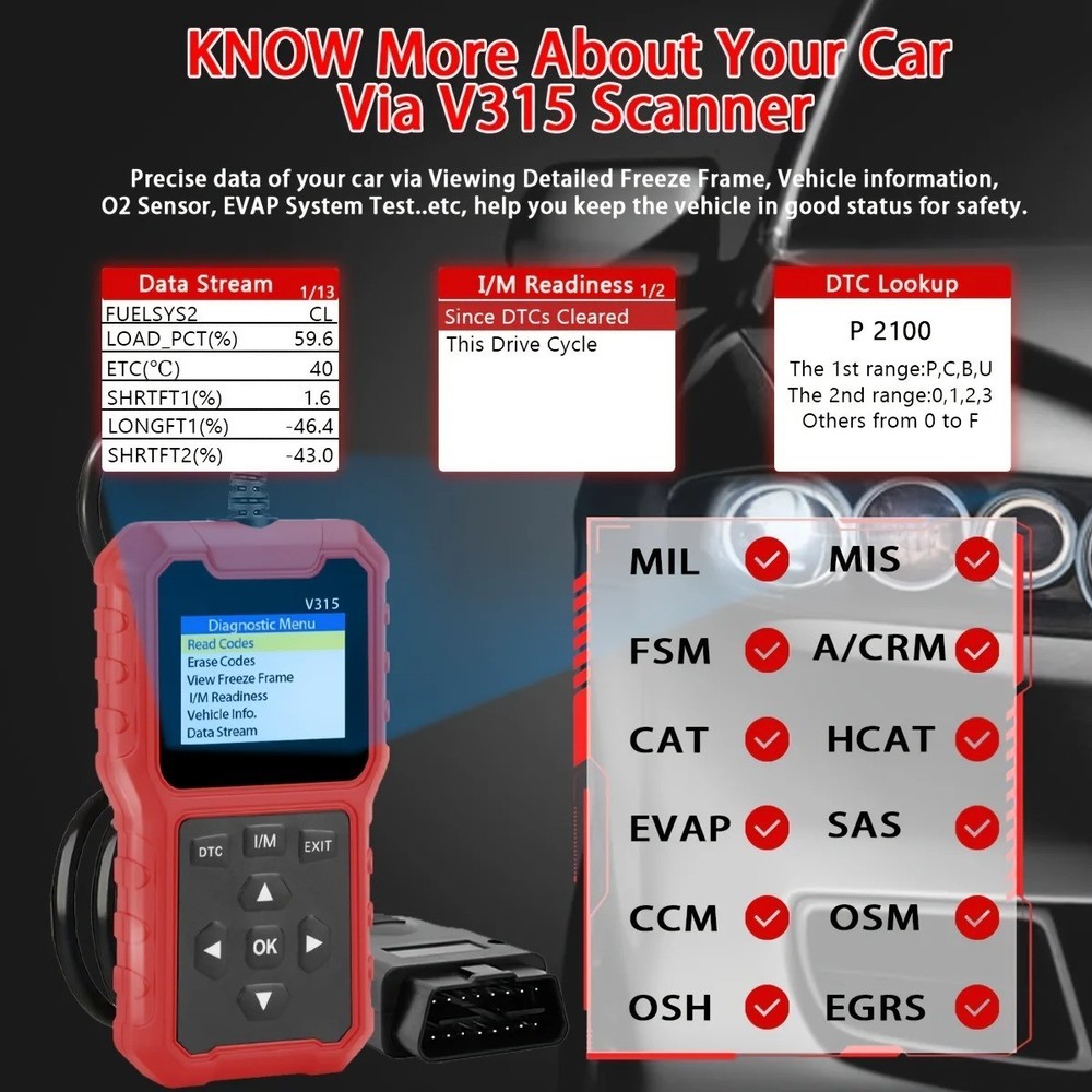 USB Powered 2026 Car OBD2 Scanner - Advanced Engine Diagnostic Tool, with Code R