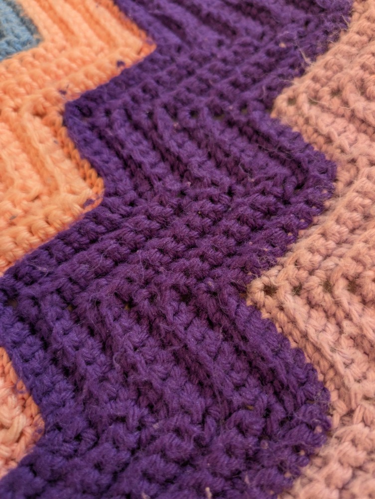 Handmade Multicolor Chevron Crochet Large Sofa Throw Blanket Decorative