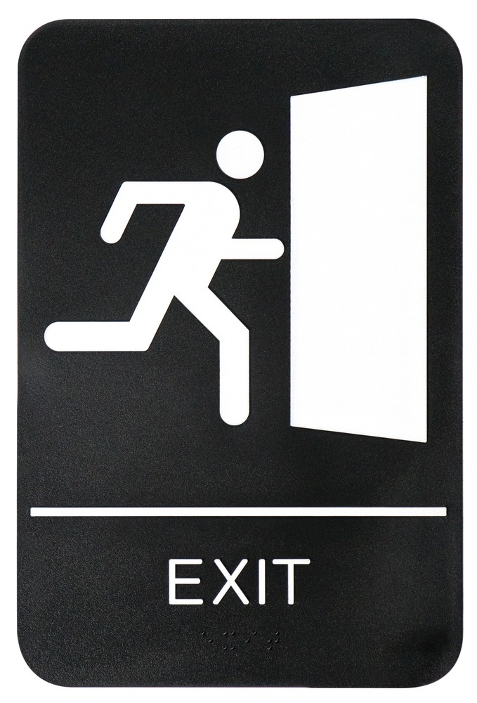 Information Sign, "Exit", 6" x 9", Braille (12 Each)