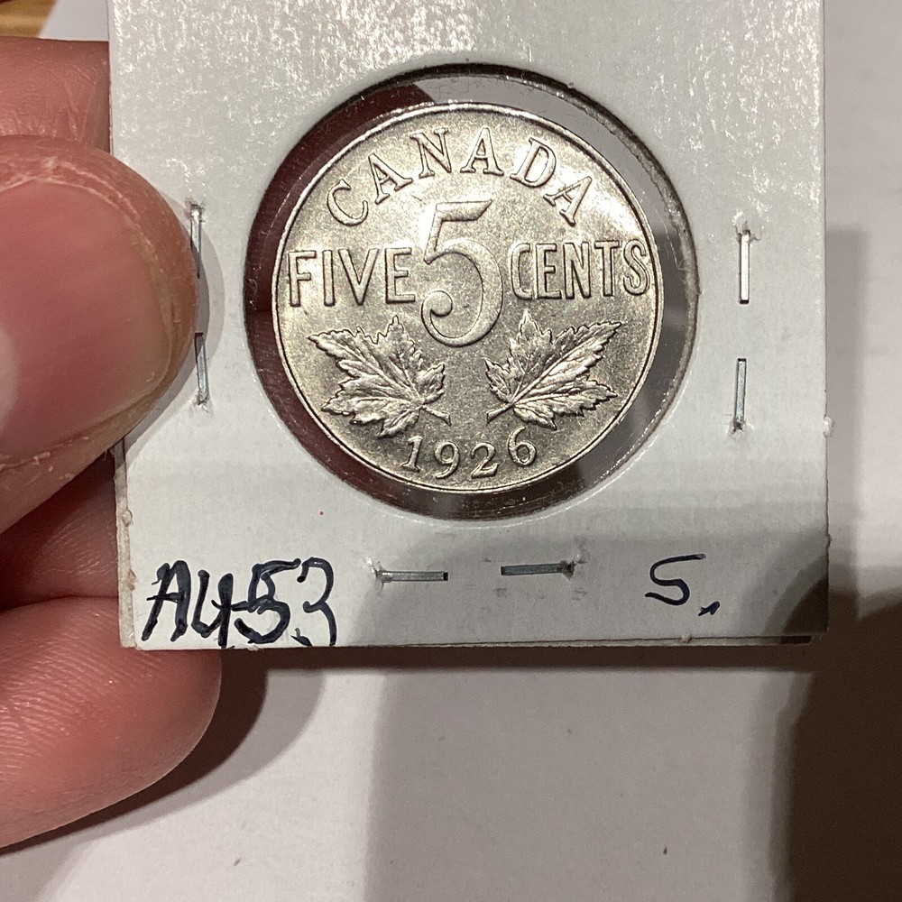 1926 canada 5 cent near 6 AU