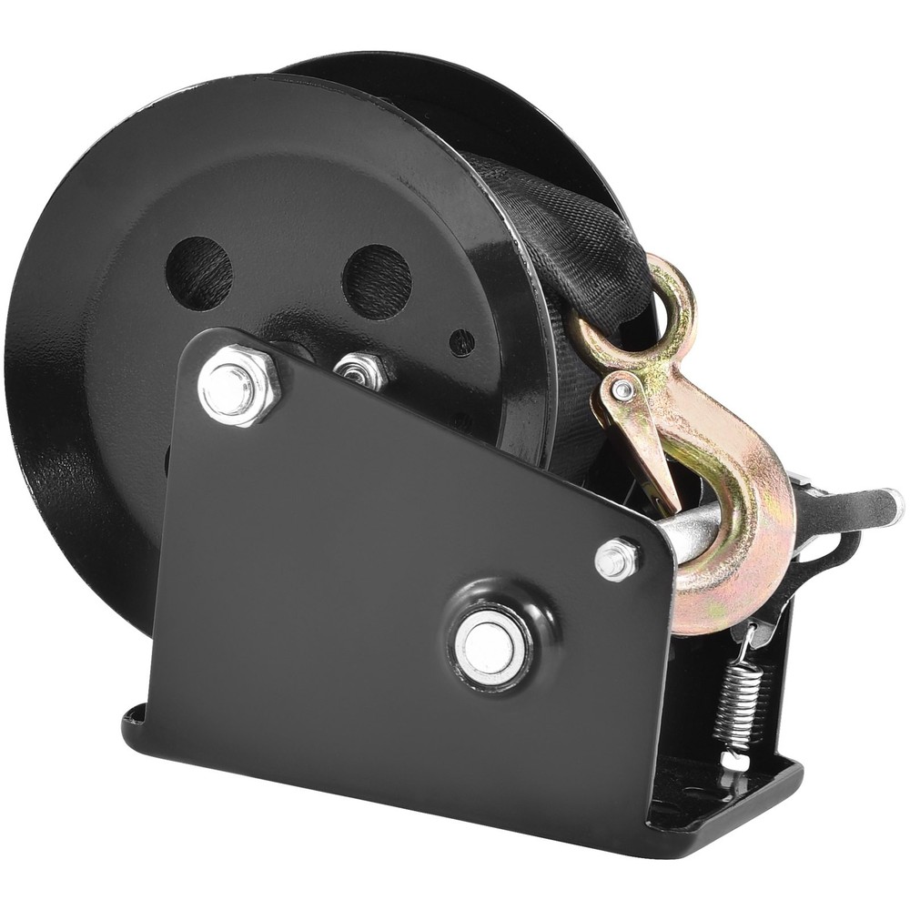 1600 LBS Hand Winch with 33 Ft Polyester Strap Two Way Ratchet for Trailer