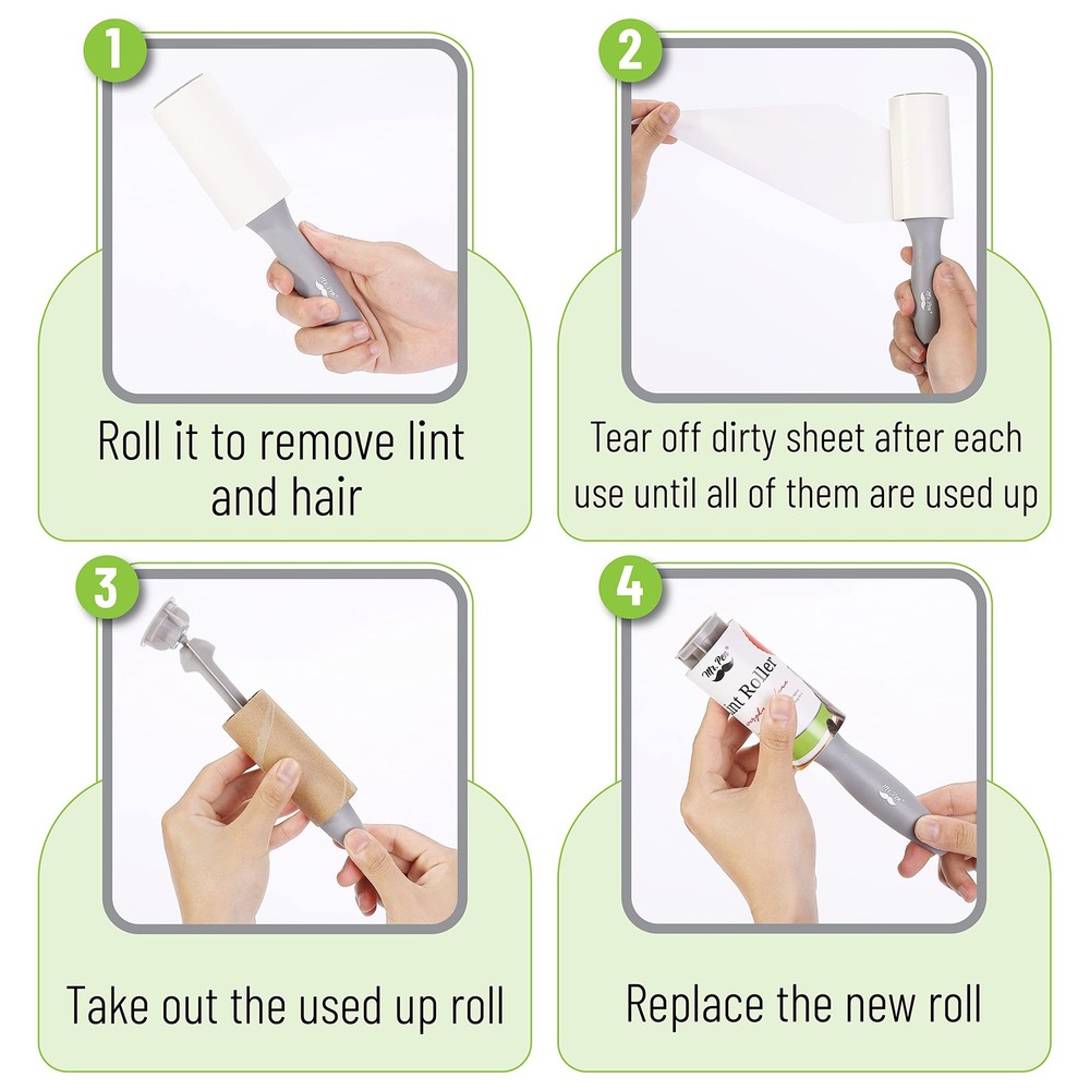 Mr. Pen- Lint Rollers, 1 Handle with 3 1 3 Refills, White