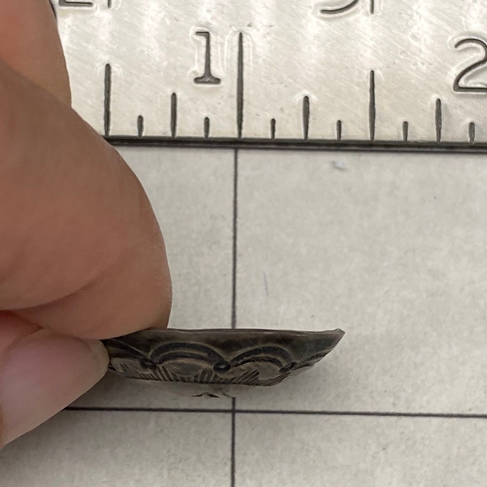 Vintage Navajo Native Hand Stampwork Concho Silver Button 1"