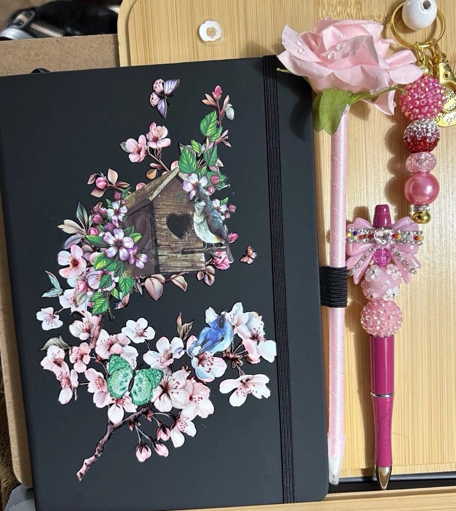 HANDCRAFTED BEADED Key Chain,& NOTE PAD SET Beaded Pen I Kit