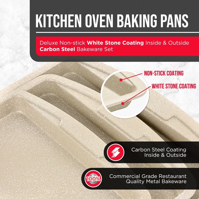 Nonstick Carbon Steel Baking Pan Set 3 Piece Kitchen Bakeware Essential New