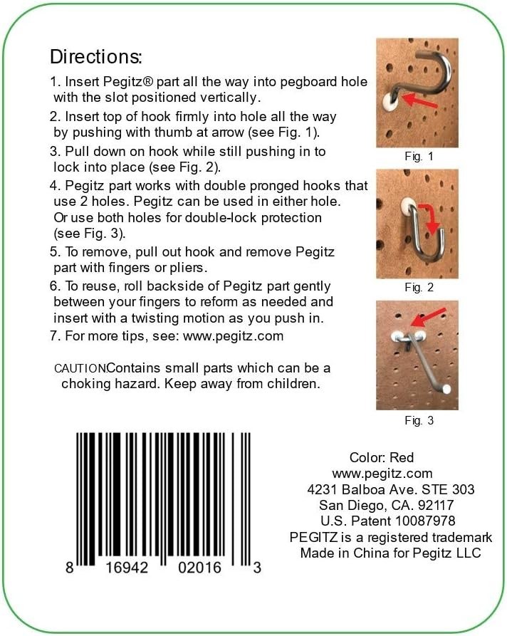 Pegboard Peg Locks 50-Pack - 1/4 Inch Red Grommets for Reliable Hook Security