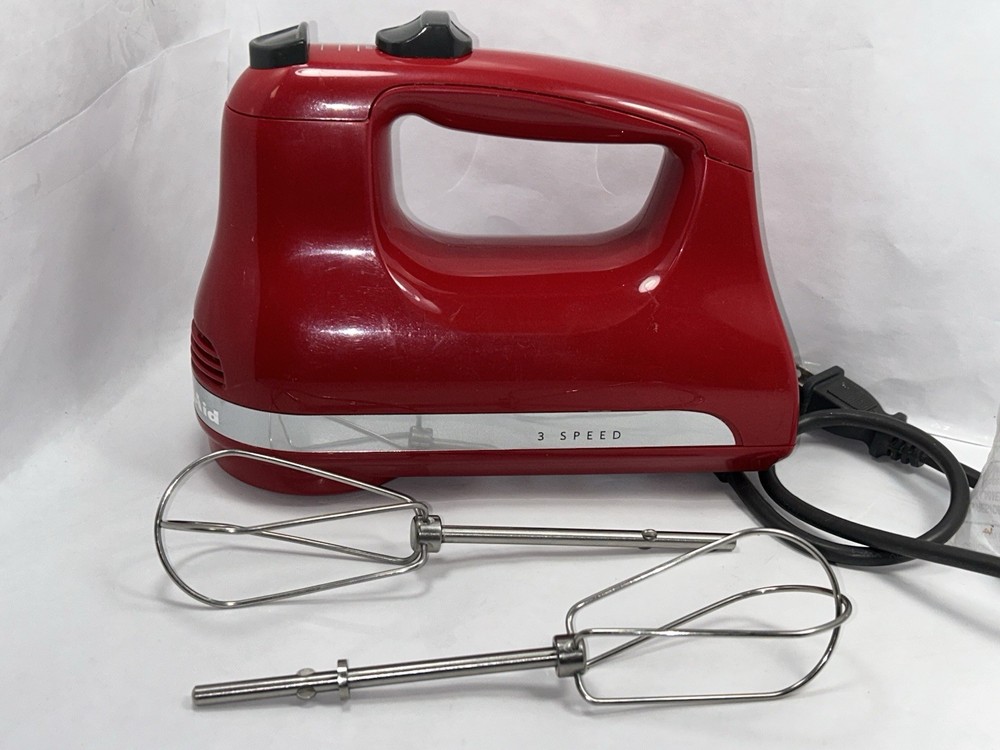 KitchenAid 3 Speed Red Hand Mixer Model KHM312ER - TESTED