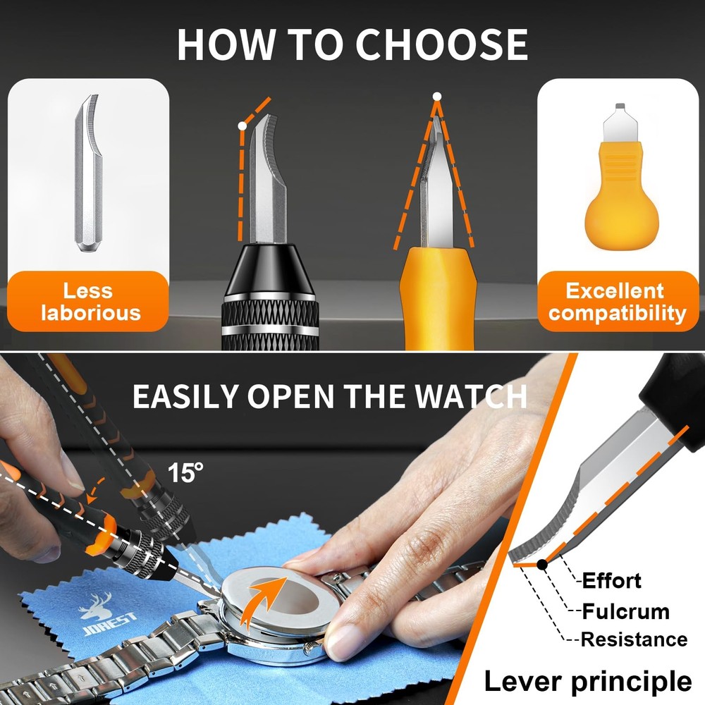 【2024 New】JOREST Watch Repair Tool Kit, Battery Replacement & Strap...