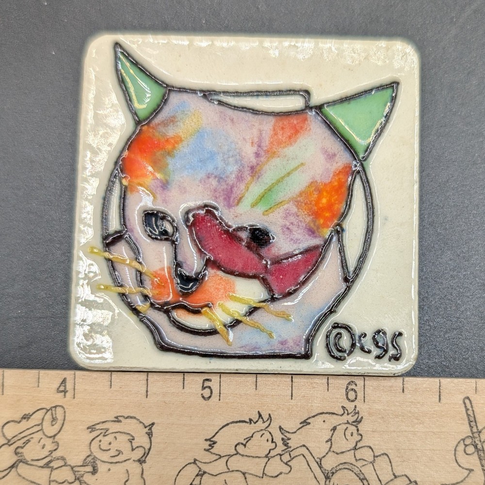 Claudia Sanchez Ceramic Tile Cat Refrigerator Magnet
