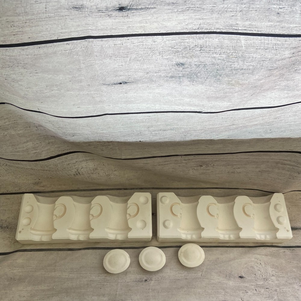 Vintage Unbranded Ceramic Casting Mold Three Jars W/Lids #C-28