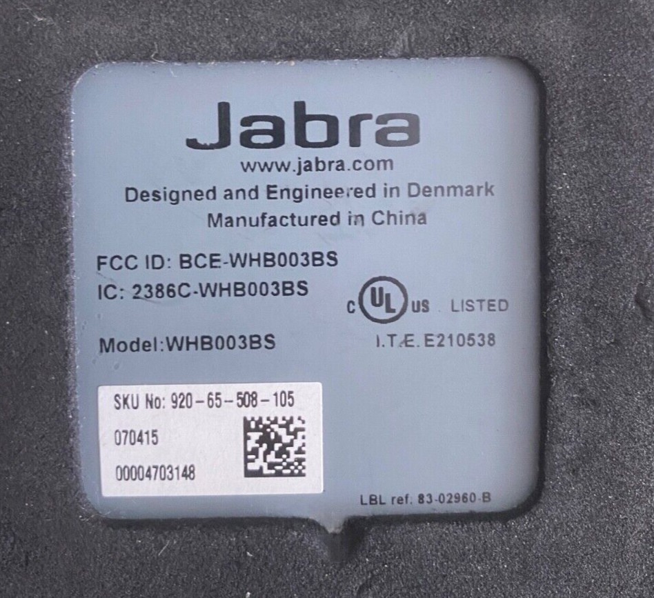 Jabra WHB003BS Pro 920 Wireless Headset Base Unit with Power Adapter Only