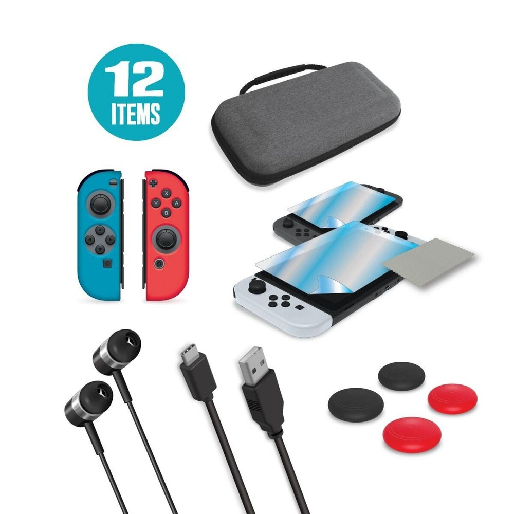 Armor3 Travel Kit 12 in 1 Accessory Bundle for Nintendo Switch & Switch OLED