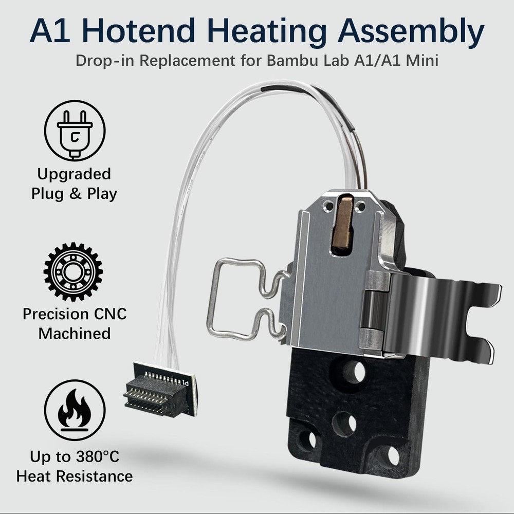 Upgraded Hotend Heating Assembly Kit for Bambu Lab A1 Series 3D Printer Thermist