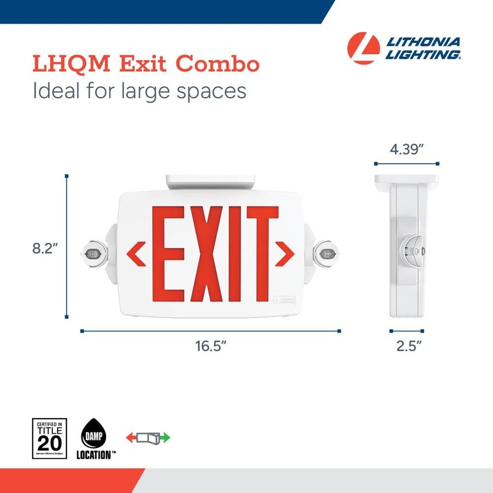 Lithonia Lighting Quantum LED Exit Sign Emergency Light Combo, Exit Sign and ...